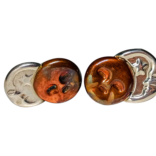 Pendientes de luna y sol de cobre