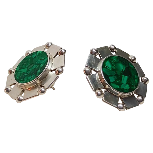Malachite Round Earrings