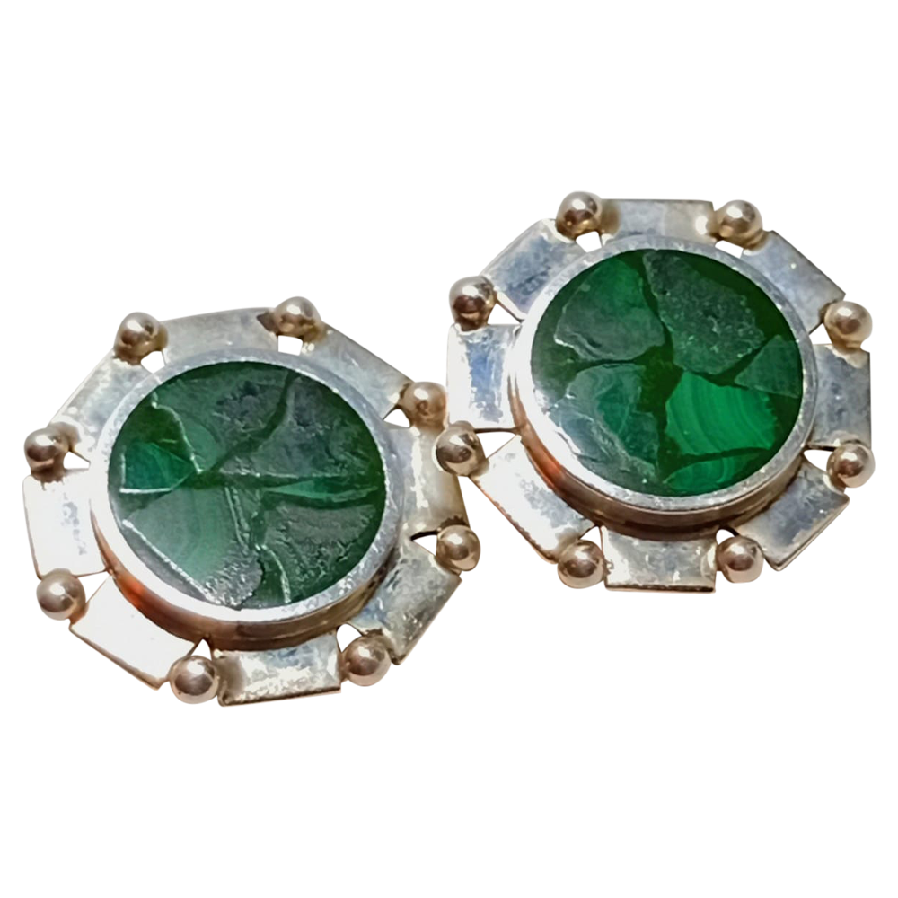 Malachite Round Earrings 2