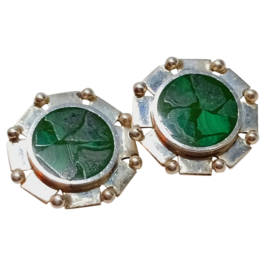 Malachite Round Earrings 2