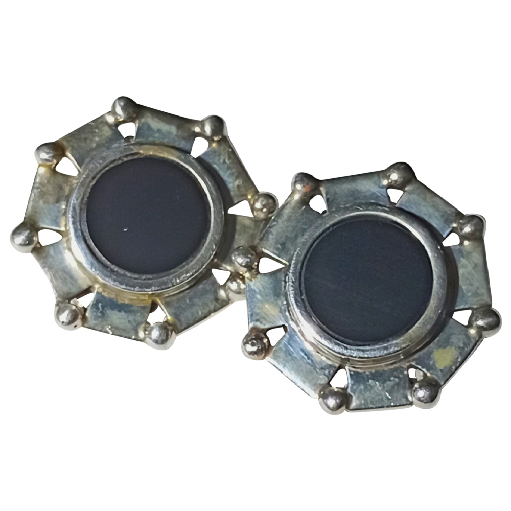 Onyx Round Earrings 2