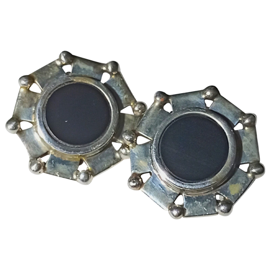 Onyx Round Earrings 2