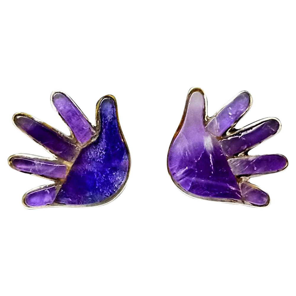 Amethyst Hand Earrings
