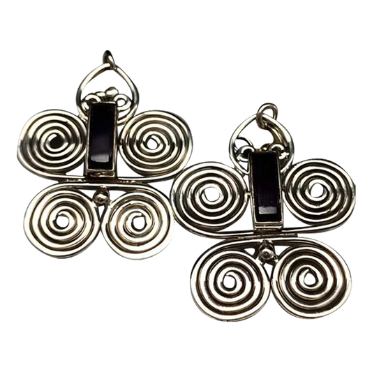 Rolled Onyx Earrings