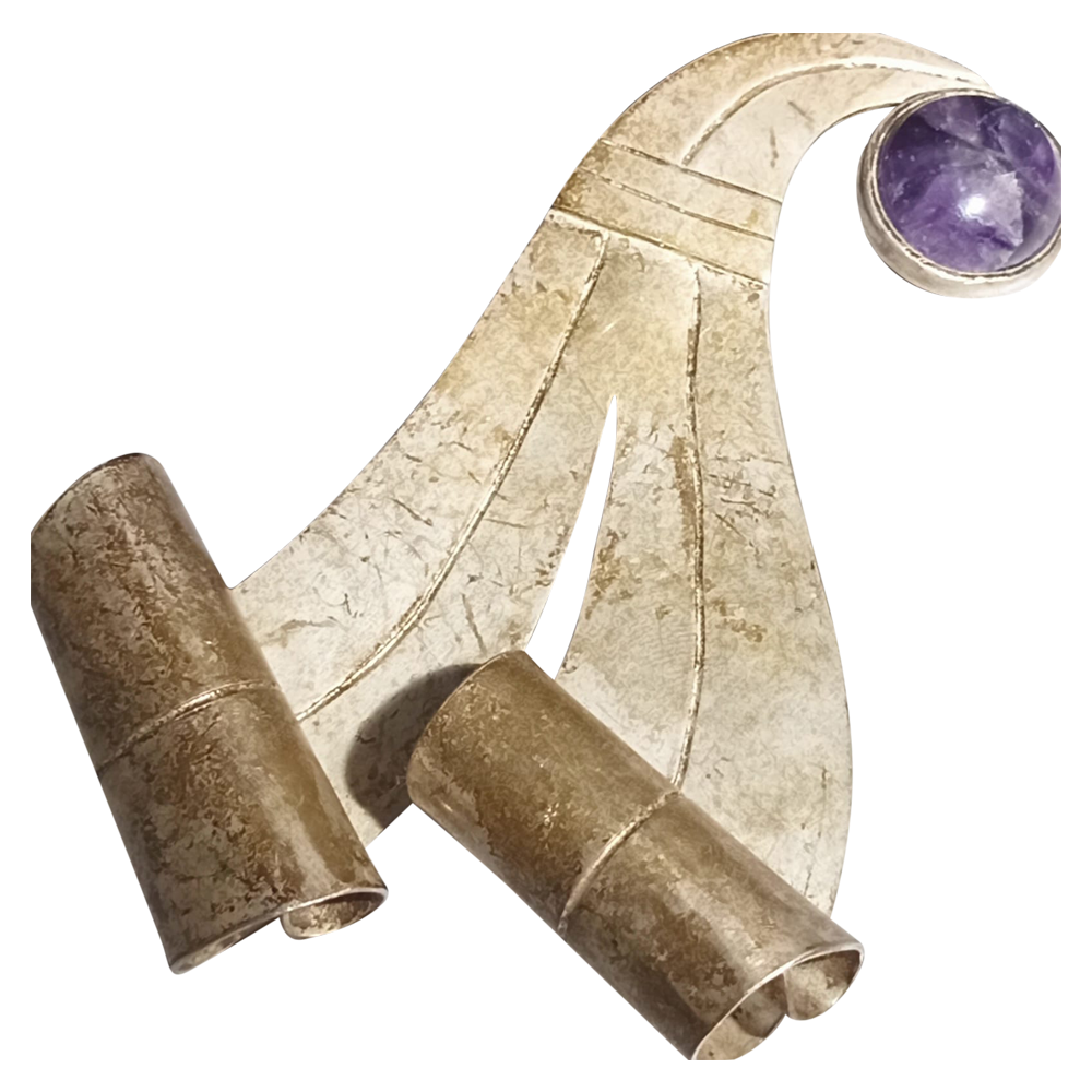 A Shape Amethyst Brooch
