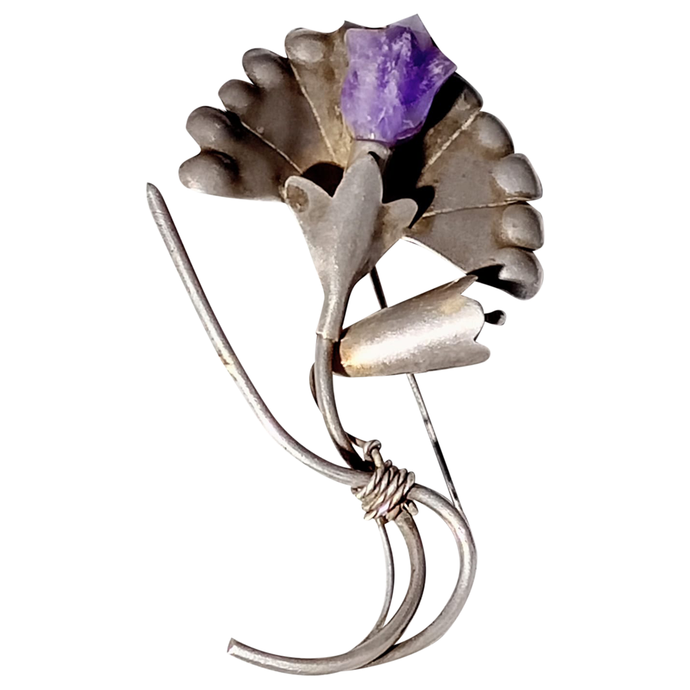 Flower Amethyst Brooch