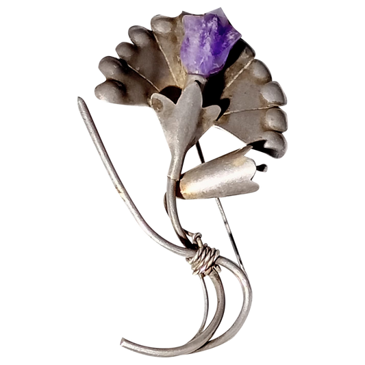 Broche de flor de amatista