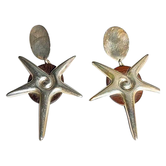Pendientes de madera con forma de estrella