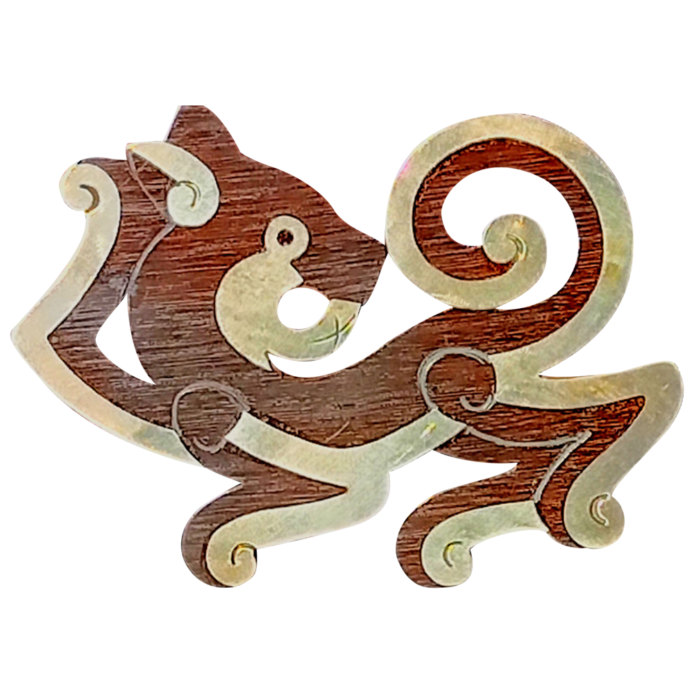 Wooden Fox Brooch